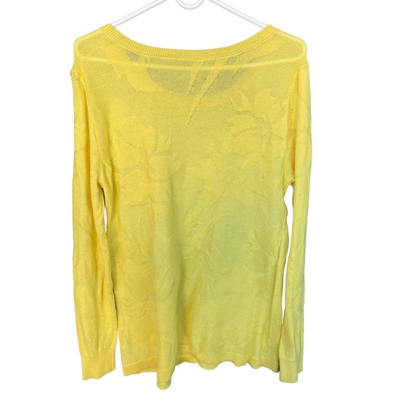 Soft Surroundings Sweaters - Soft Surroundings Sweater Womens Large Yellow Textured Floral Lightweight